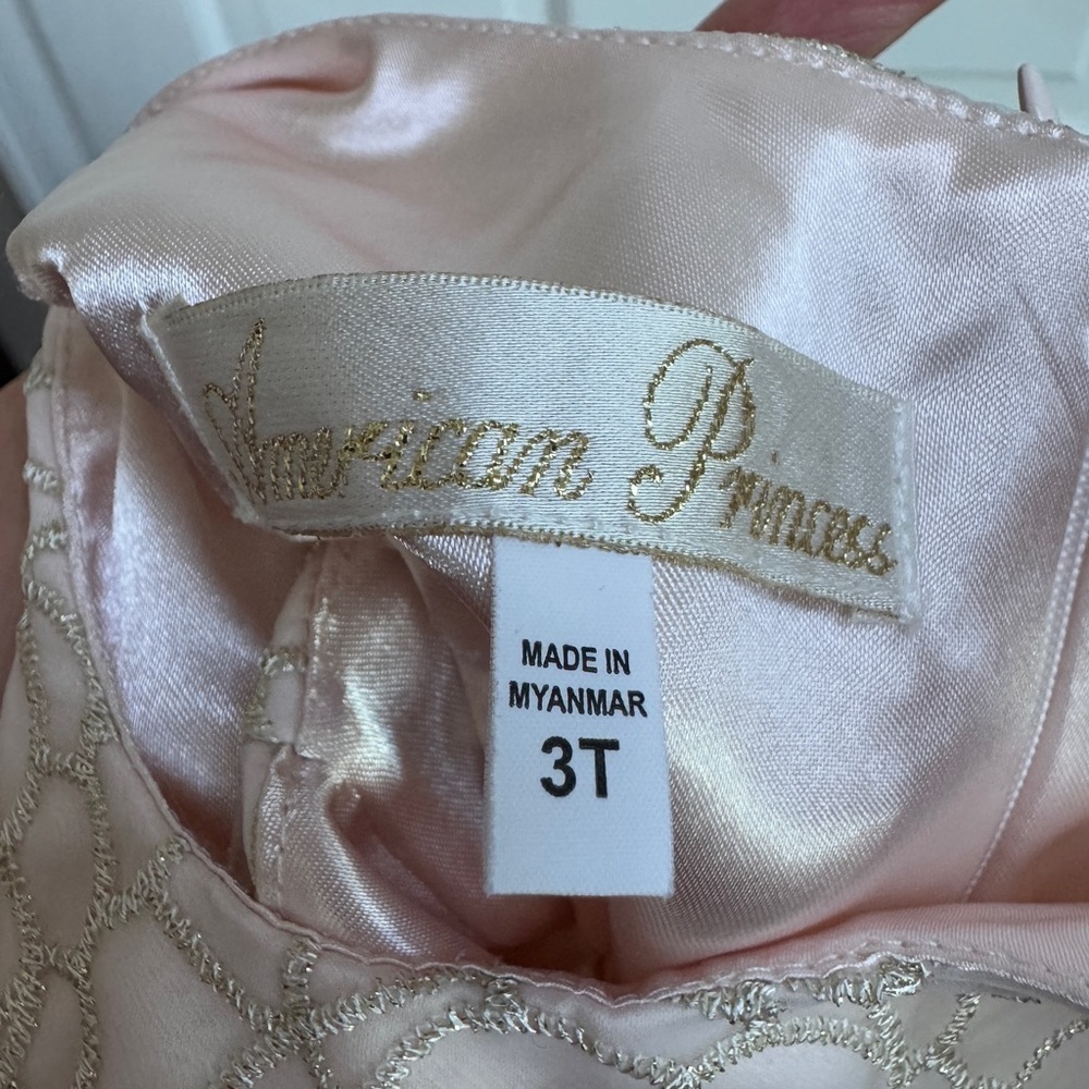 NWOT American Princess 3T Pink & White Girls Formal Floral Party Dress - Picture 5 of 5